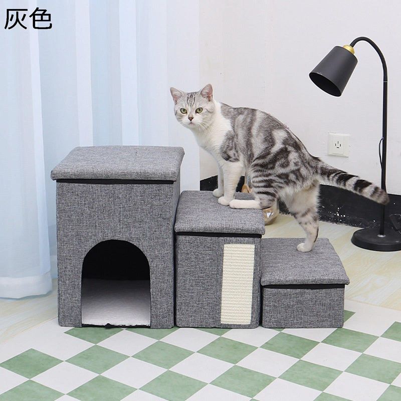 ドッグステップ ペット用階段 ペットステップ 3段 収納型ペットステップ 折畳式 ペットハウス 子猫 短..