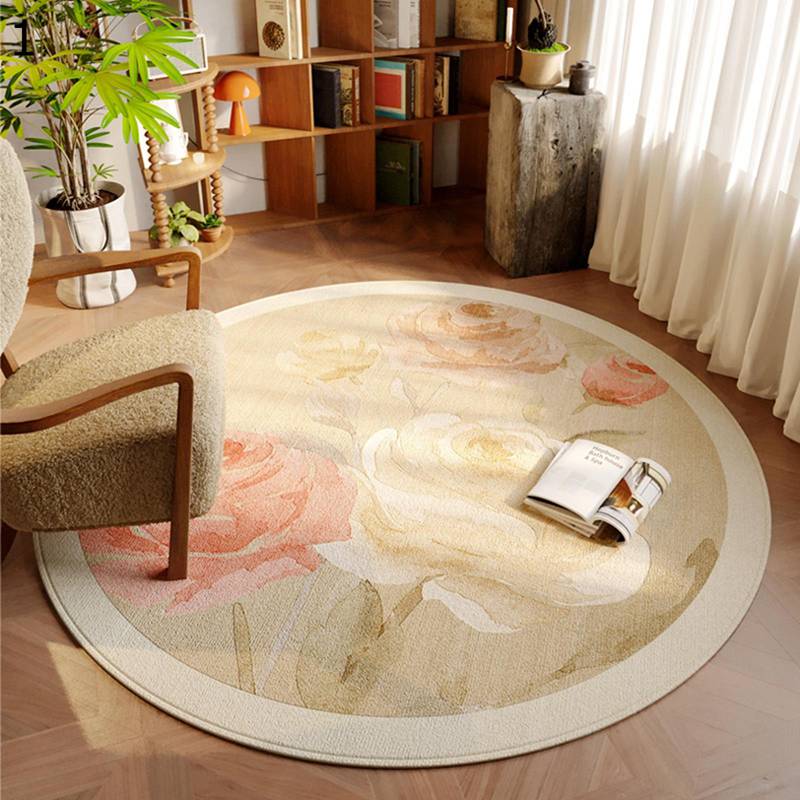 デスクマット ゲーミングカーペット フロアマット 円形 大きい 床保護パット インテリアマット 敷物 レトロ シンプル モダン ソファシートマット 滑りにくい 軽量 凹み防止ズレない床 吸音 洗濯可能