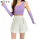 キュロットパンツ レディース aライン ショットパンツ ワイドパンツ ラインストーン フリル ハイウエスト 可愛い ハーフパンツ カジュアル バギー 短パン 通気 ソフト 着痩せ ボトムス コンサバ系