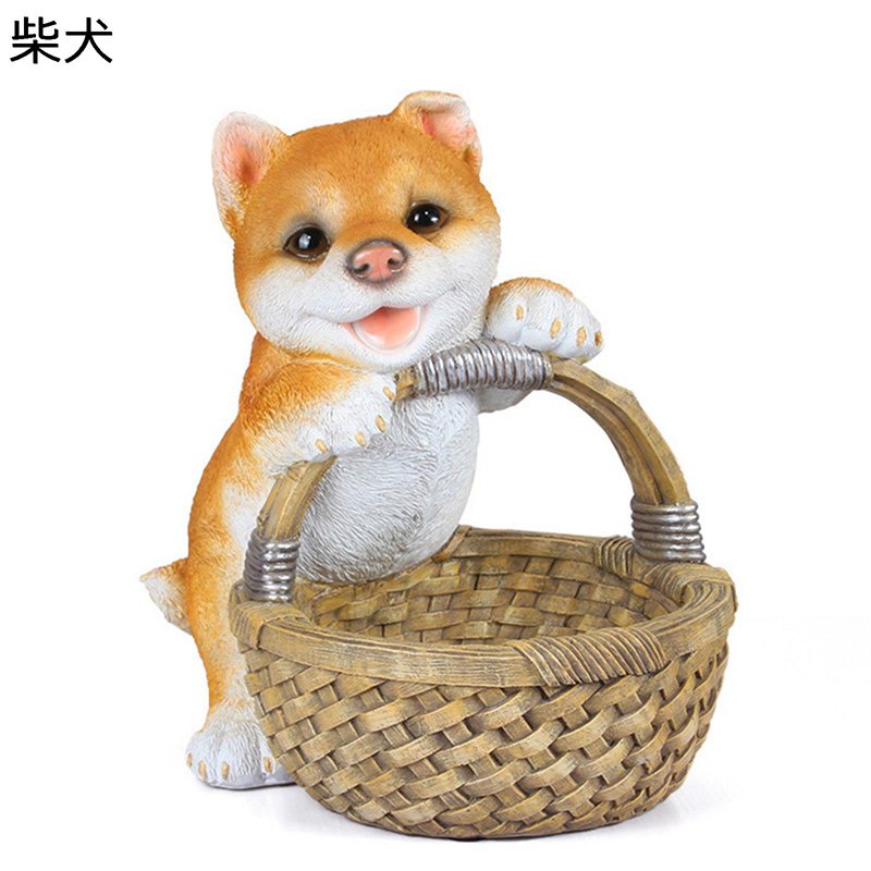 かわいい犬のバスケット収納 鍵置き 玄関収納 犬の像の置物 インテリア 卓上 かわいい 腕時計置き リモコン/キャンディーなど小物収納 彫刻装飾 動物像 樹脂 雑貨 誕生日プレゼント 新築祝い 子供 オフィス 面白い おしゃれ