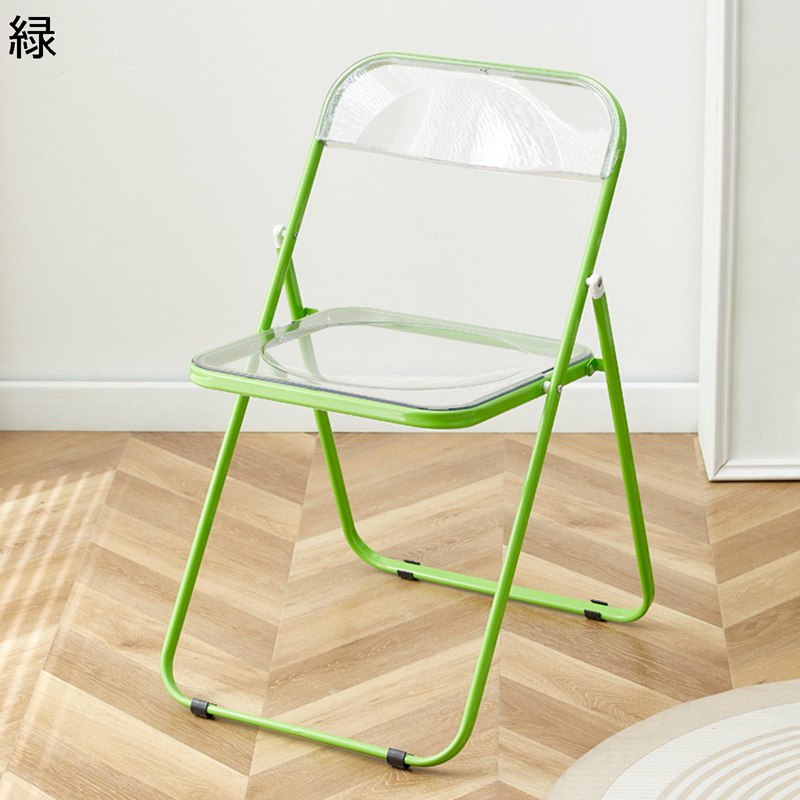 折りたたみチェア 透明 オフィス椅子 背付き クリア椅子 折畳 スタッキングチェア スケルトン パイプ椅..