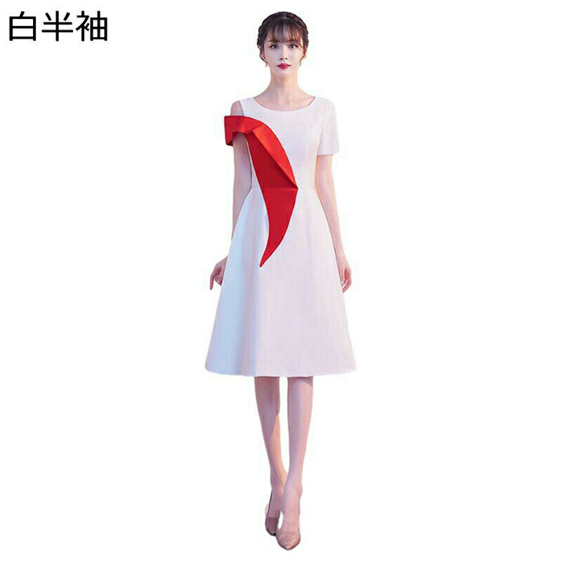 パーティードレス フォーマル レディース 結婚式 パッチワーク アンシンメトリー シンプル ワンピース ..