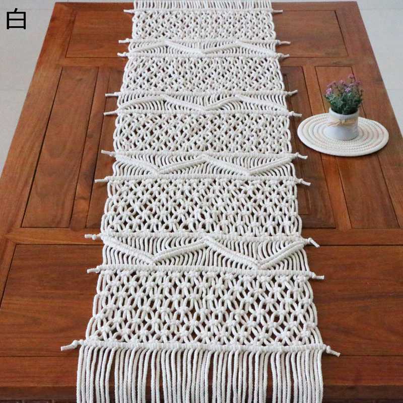 かぎ針編み テーブルランナー コットン レース編み フリンジ付き 北欧タッセル付き ボヘミア風 センターテーブル 新居祝い デコレーション ホームデコレーション 装飾 飾り 店舗 防ダニ 防滑
