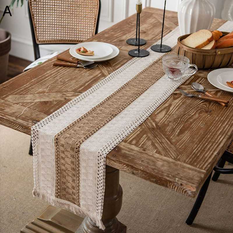 テーブルランナー コンビ タッセル付き パッチワーク ストライプ センターテーブル 食卓ランナー レストラン食卓飾り 飾り 本棚 居間 カフェ屋 喫茶店 断熱 欧風 家具カバー テーブルマット