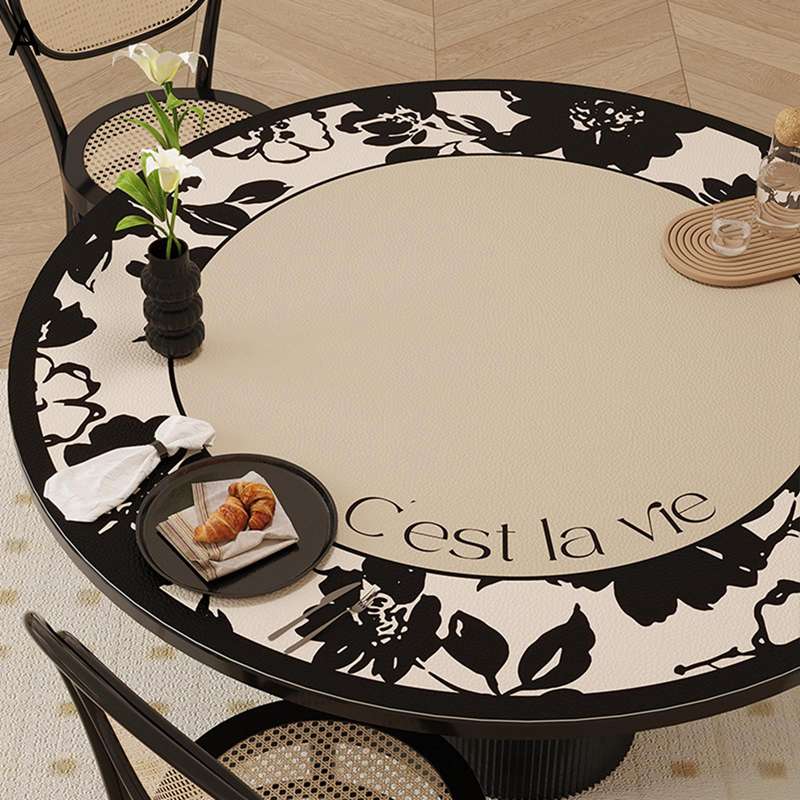 円形 テーブルクロス PUレザー ins 撥水 花柄 プリント 北欧風 セ食卓ランナー レストラン食卓飾り 飾り 部屋用 断熱 清潔しやすい オシャレ シンプル モダン 家具カバー テーブルマット