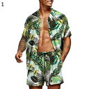 アロハシャツ メンズ シャツ ビーチシャツ ハワイ風 半袖 上下セット 花柄シャツ カッコイイ 薄い 涼しい 軽量 通気性 形態安定 ゆったり カジュアル 大き...