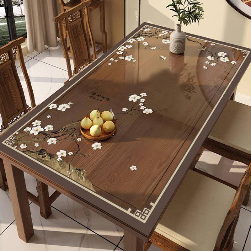 テーブルクロス 透明 チャイナ 食卓クロス PVC テーブル掛け 中国式 オシャレ 花柄 撥水 防油 防塵 滑り止め 食卓カバー 厚手 家庭用 パーティー お手入れ簡単 四節通用