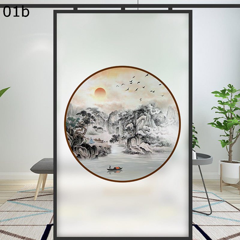 窓ガラスフィルム 半透明 断熱 めかくしシート 中華風 暑さ対策 遮光 紫外線カット すりガラス調 インテリア ガラスシール 水だけで貼れる 新生活 新築祝い リビングルーム ベランダ 賃貸適用 レトロ おしゃれ