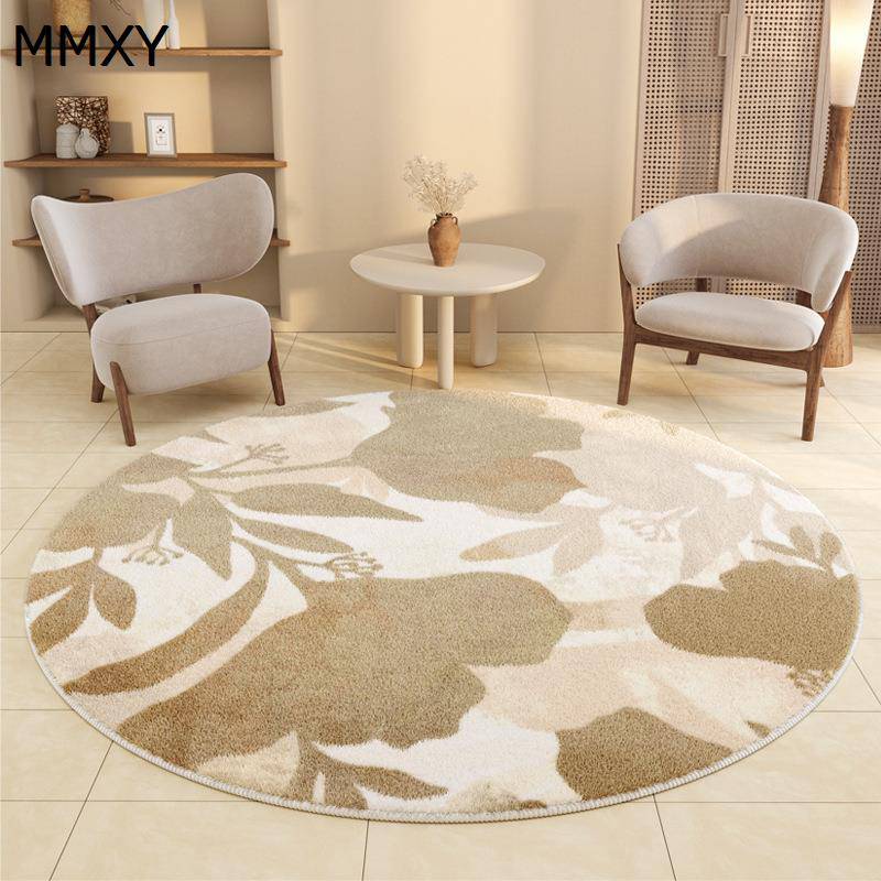 円形カーペット チェアマット 床保護マット 静電気防止 デスクチェア 保護 敷物 シャギーラグ ?毯 シャギー敷物 花柄 ふわふわ 厚い ふんわり ゲーミングチェアマット 掃除しやすい 寝室 居間用
