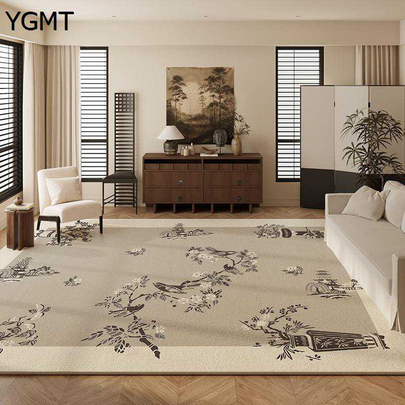 大判 短毛カーペット ラグマット 中華風 梅柄 床暖房対応 折り畳み可能 おしゃれ 低反発 めくれない カ..