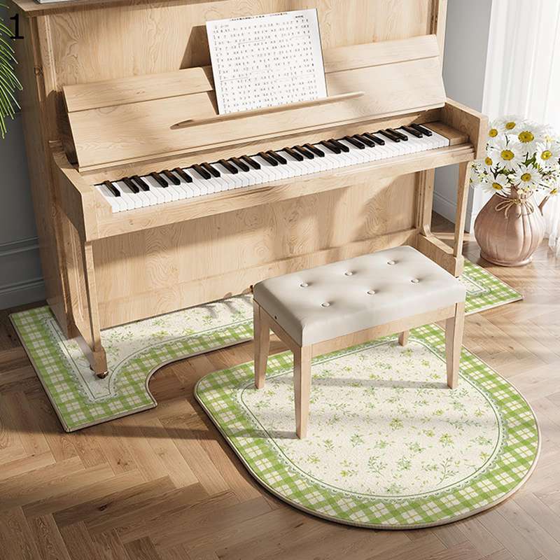 防音マット 花柄 チェック柄 ピンク かわいい ピアノの防音絨毯 パッチワーク ピアノ用カーペット フロアマット 敷物 田園風 プリンセス風 フローリングマット 傷防止 すべり止め 防音 丈夫 椅子パッド 楽器 ブルー