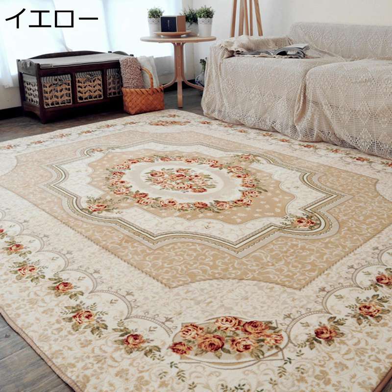 チェアマット ローズ柄 花柄 リビング カーペット ラグマット 室内マット 足元マット オールシーズン 床傷防止マットパッド スクエア 滑り止め加工 静音吸音 洗濯可 防ダニ 欧M風 ボヘミアン風 インテリア 新生活