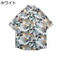 半袖 シャツ メンズ アロハシャツ ビーチシャツ 花柄シャツ 夏用 ハワイアン 総柄 ヤシの木 速乾 通気 胸ポケット カップル ゆったり ?量 花火大会 リゾート お祭り ビーチ