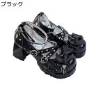 ロリータ ウェッジヒール レディース 太めヒール 6cmヒール クロスストラップ リポン エナメル ラウンドトゥ リボン 定番 リベット アンクルストラップ 甘ロリ ゴスロリ 茶話会 お嬢さん