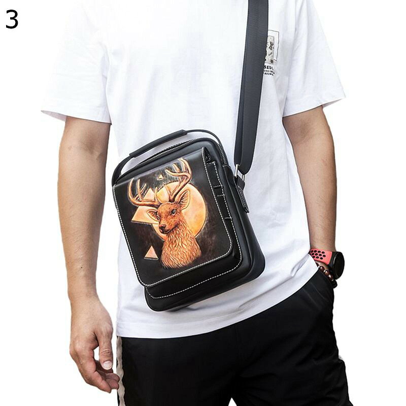 ウエストポーチ ボディバッグ 本革 メンズ 肩掛けバッグ 刺繍 虎龍柄 スポーツバッグ 2WAY 多機能ウエストポーチ レトロ 厚手 軽量 スマホ収納 小分け用ポケット 調節可能ベルト 防水 バイク ビンテージ