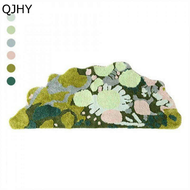 蘚苔 苔柄 フロアマット カーペット グリーン 敷物 ラグマット 冷房対策 大判 ふわふわ オシャレ 遮音 防塵 へたらない 防臭 滑り止め付 ホテル リビング ベッド ルーム 一人暮らし 絨毯