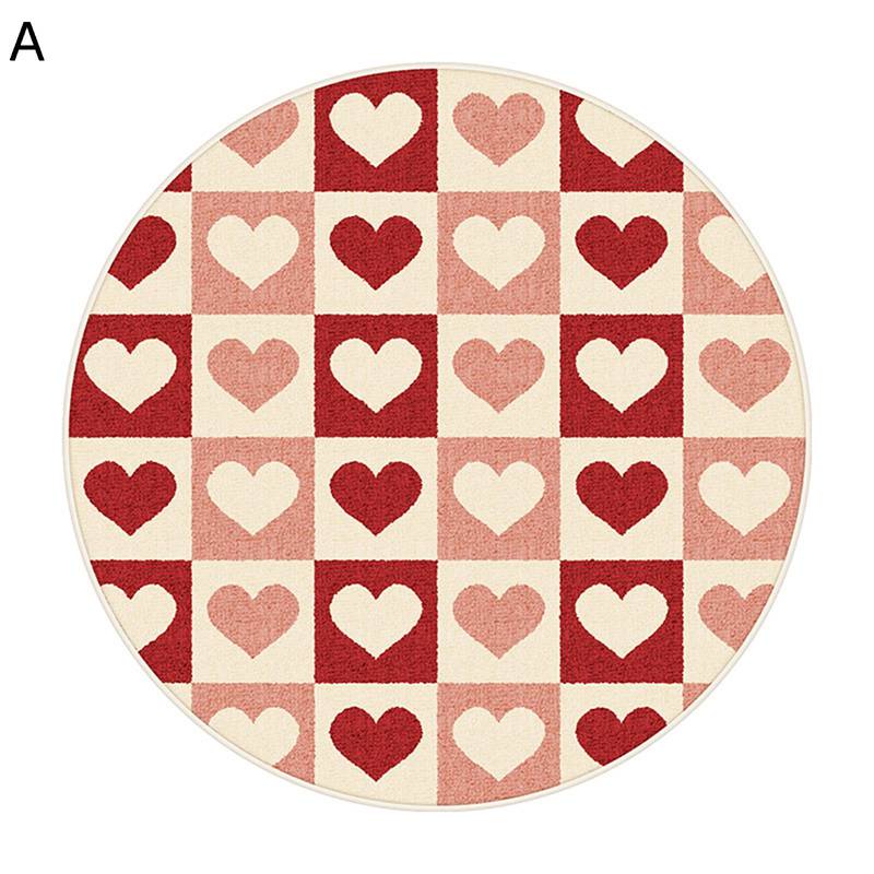 チェアマット デスクマット 桃心 ハート柄 床保護 ゲーミングカーペット フロアマット 家具保護パッド 敷物 丸型 大判 可愛い 足元ラグ すべり止め 騒音対策 柔らかい 室内 オフィス 四季