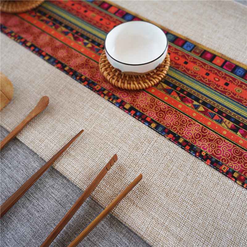 テーブルランナー 麻 おしゃれ テーブルクロス テーブルセンター リネン風 エスニック 民族風 パッチワーク 軽量 ズレ防止 食卓カバー レストラン 気分転換 オールシーズン