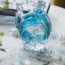 浪花 置物 ガラス 北欧 抽象的 クリスタル 装飾オブジェ 風水アイテム 開運 招財 クリエイティブ 面白い 瑠璃 台座付き シンプル お祝い 玄関 リビングルーム プレゼント ギフト 新築祝い 引っ越し