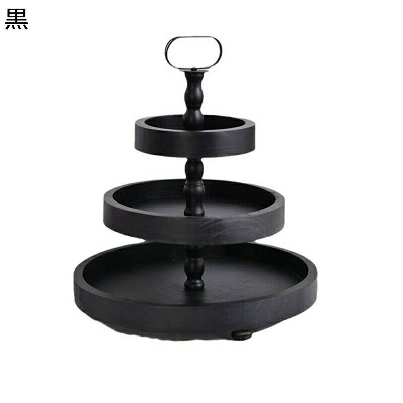 デザートトレイ 黒 ケーキスタンド ケーキトレー 木製ケーキスタンド 多層ケーキトレー フルーツプレート デザート スナック おしゃれ 果物収納 ケーキ台 ディスプレイ キッチン カフェ お菓子 キッチン ブラック