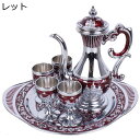 酒器セット 6点セット 銅製 徳利 とっくり セット ぐい呑み おちょこ 酒盃 酒器揃 お酒入れ 持ち手付き チャイナ風 宮廷風 徳利+お猪口4個 トレー付き エレガント お洒落 おしゃれ ギフト プレゼント 家庭用