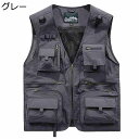 フィッシングベスト メンズ アウトドアベスト カメラマン ジレ チョッキ レイヤード ポケット付き 薄手 通気メッシュ 作業用 袖なし コート カジュアル キャ...