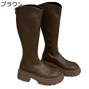 高筒 ロングブーツ レディース ジョッキーブーツ 厚底 袴ブーツ 秋冬春 合成皮革 足細く見え 安定感 バックジップ 滑り止め ソフト 歩きやすい 脱げない フェミニン コーデ 入学式 卒業式 通勤通学 長靴