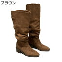 ひざ丈 ロングブーツ くしゅくしゅ 2way ハーフジップ レディース 乗馬ブーツ 袴ブーツ 秋冬 合皮 スエード 美脚 脚長 大きめ ゆったり 滑り止め ソフト 幅広 韓国 イベント カジュアル アウトドア 長靴