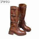 ロングブーツ 高筒 膝上 レディース 乗馬ブーツ ストレッチチップ 三連ベルト ジョッキーブーツ 本革 足細 コンフォート 履きやすい フェミニン パンク系 レトロ 秋冬 ソフト 防滑 カジュアル 通学