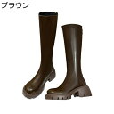 厚底ブーツ レディース ロングブーツ バックジッパー 高筒 長ブーツ 膝丈 ゆったり 大きいサイズ ストレッチ 秋冬 ジョッキーブーツ 柔らかい ラウンドトゥ ...