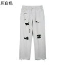メンズ ジーンズ デニムパンツ お洒落 かっこいい レディース 薄灰色 グレー ダメージ パッチワーク ユニセックス 両側ポケット ロングパンツ Gパン カジュ...