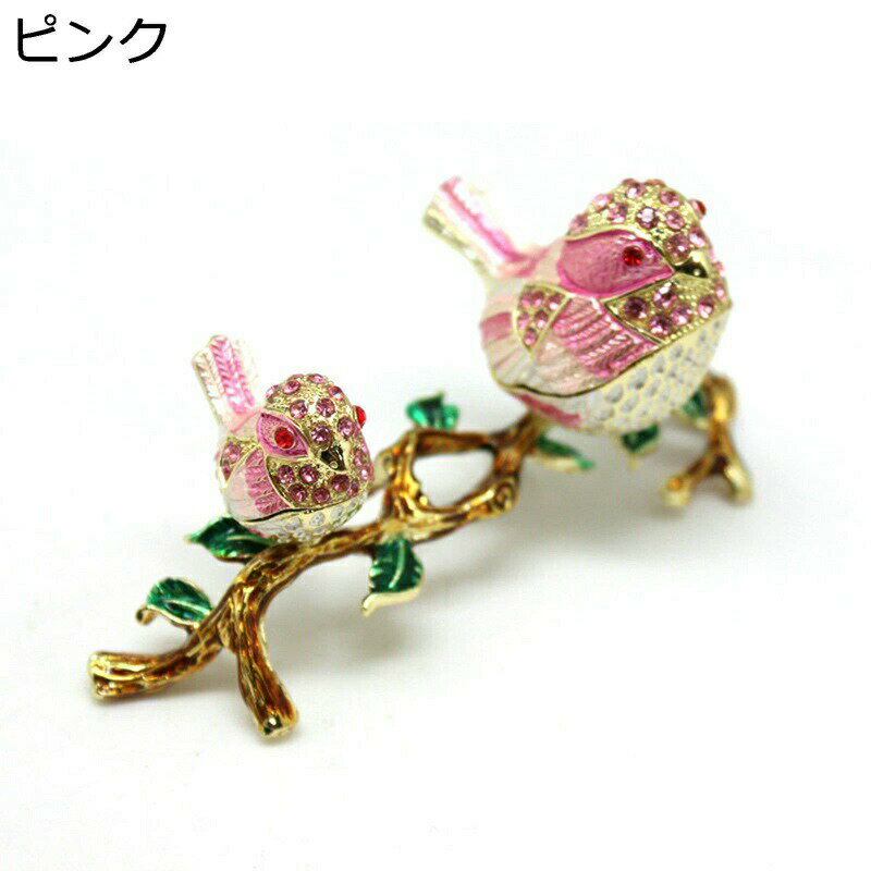 ダブルバードジュエリーボックス 枝 合金製 トリンケットボックス 小物入れ かわいい 女性用 動物 インテリア オーナメント リング ネックレス アクセサリー ペンダント 収納ホームデコレーション 結婚式 記念日 プレゼント