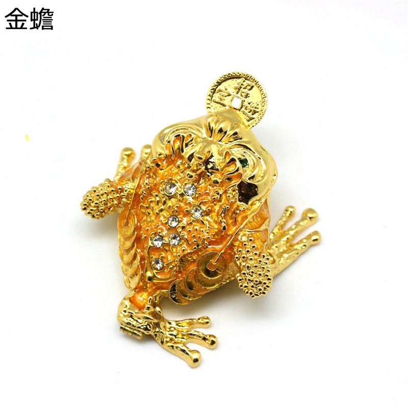 金蟾 ジュエリーボックス 置物 三脚 銭蛙 カエル 商売繁盛 風水 招福 財運 金運祈願 風水置物 招財 開運 金運アップ 風水グッズ 小物入れ 動物 彫像 トリンケットボックス ホーム インテリア 装飾