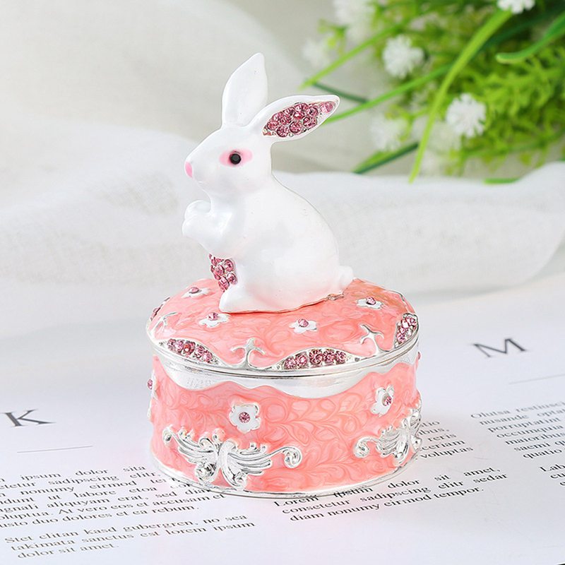 ジュエリーボックス 兎 ウサギ 可愛い 琺瑯彩 癒しグッズ インテリア 小物入れ 置物 トリンケットボックス ジュエリー収納 イヤリング アクセサリー 宝石箱 収納箱 ホームデコレーション プレゼント ギフト