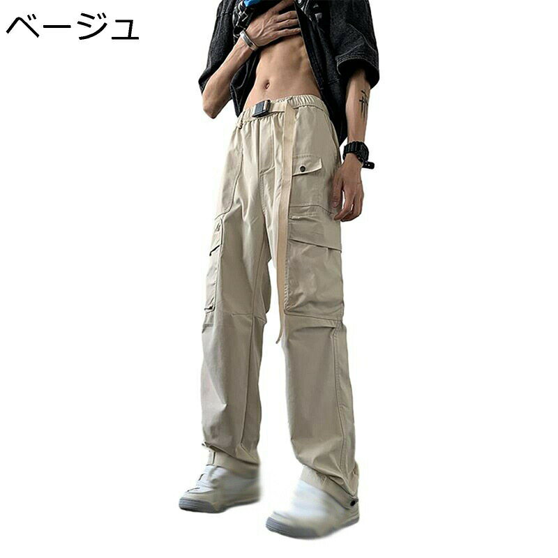 メンズ ワークパンツ 春秋 薄手 カーゴパンツ 機能風 カジュアルパンツ マルチポケット ゆったり ルーズ ストレートパンツ 長ズボン ヒップホップ ストリート 着痩せ ミリタリー