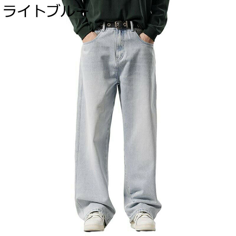 デニムパンツ ジーンズ メンズ ルーズ ビックサイズ Gパン ウォッシュ加工 長ズボン ヒップホップ ストリート カジュアルパンツ ゆったり おおきいサイズ ワイド ジーンズ ストレートパンツ