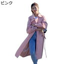 トレンチコート レディース ミドル丈 スプリングコート 春服 ベルト付き チェスターコート 着痩せ パフスリーブ ダブルブレスト 無地 軽い 春服 秋服 通学 旅行 カジュアル アウター おしゃれ