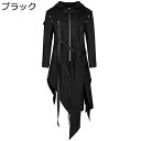 トレンチコート メンズ ミドル丈 春服 フード付き 不規則な裾 ストラップ ロングトレンチ ジップ おしゃれ スプリングコート 無地 防風 春秋服 ストリート系...