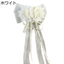 ヘッドドレス ロリータ風飾り Lolita 白 ピンク クリップ 長いリボン 薔薇 お花 レース フリル かわいい パールチェイン ヘアアクセサリー 髪飾り 女...