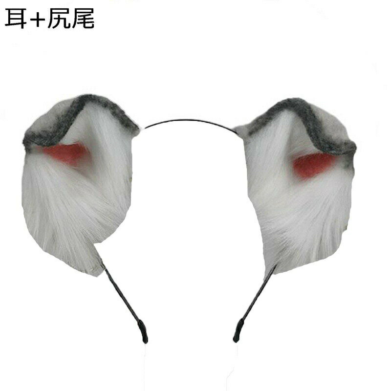 猫耳 耳折れ猫耳 尻尾 カチューシャ 手作り ロリータ風 ファー シャギー もふもふ耳 Lolita 仮装 コス..