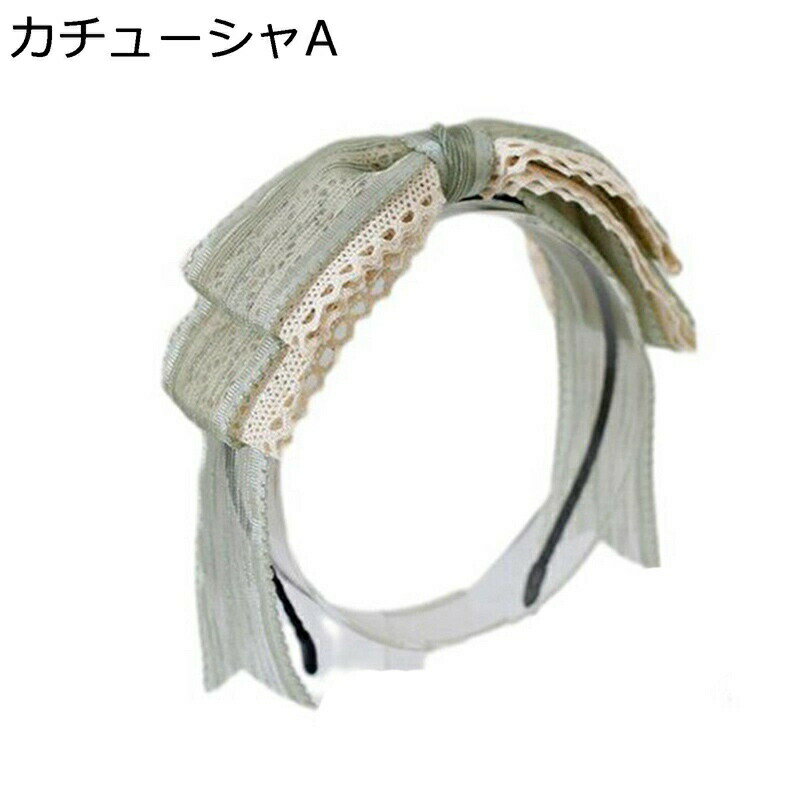 髪飾り ヘッドドレス リボン カチューシャ ロリータ 緑 グリーン パール 宝石 デージー クリップ Lolit..