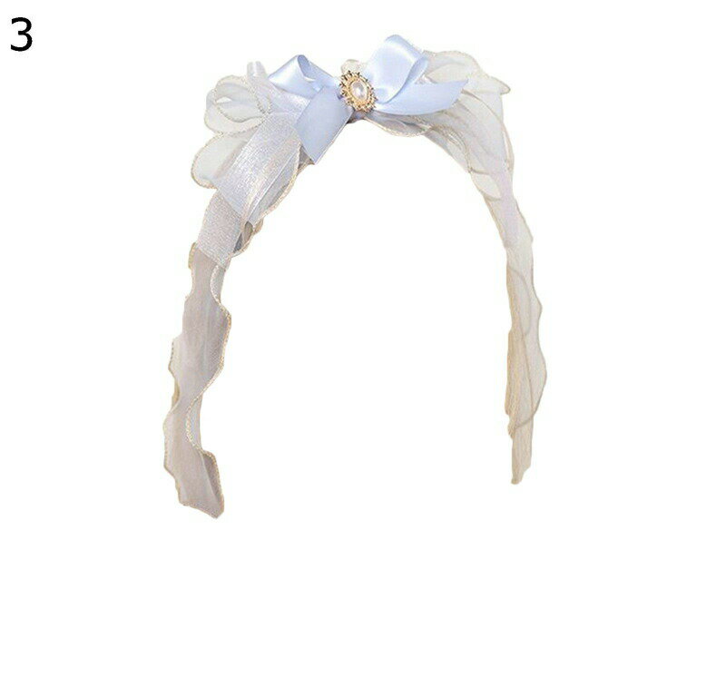 カチューシャ 髪飾り ヘッドドレス KC ロリータ Lolita リボン ブルー 星 刺繍 大きいリボン パール 姫系 少女 かわいい お嬢さん 華麗 レディース 萌え系 超キュート お人形 甘ロリ 宮廷風