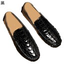 ローファー モカシン メンズ クロコダイル柄 光沢感 スリップオン 日常 ノンスリップ 通気性 コンフォートシューズ 紳士靴 オフィス シンプル ローヒール 歩きやすい オールシーズン