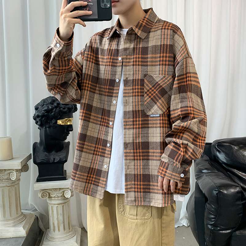 チェックシャツ メンズ シャツ 長袖 春秋 ラペル 大きいサイズ 通気性 トップス ベーシック かっこいい ゆったり オシャレ 胸ポケット アウター S-3XL 男女兼用 前開き 着心地良い 通学 カジュアル 四季適用 3