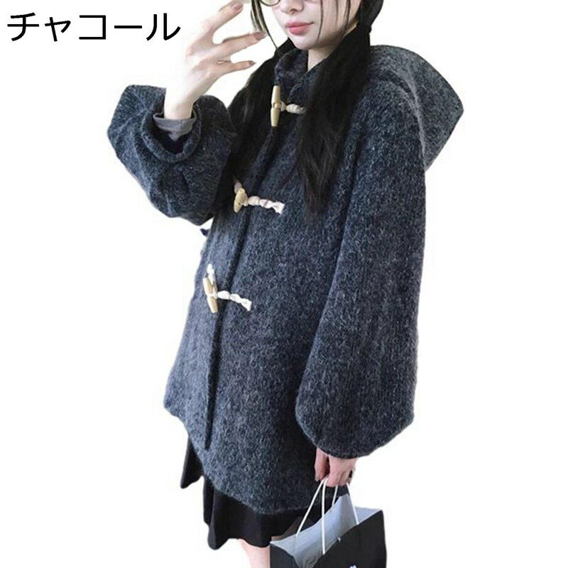 レディース ラシャコート 防寒ジャケット スプリングコート ミドル丈 フード付き 秋冬用 アウター 学院風 あったか 厚い 保温 柔らかい 可愛い コート ゆったり おしゃれ かっこいい 通学 部屋着 記念日(4)