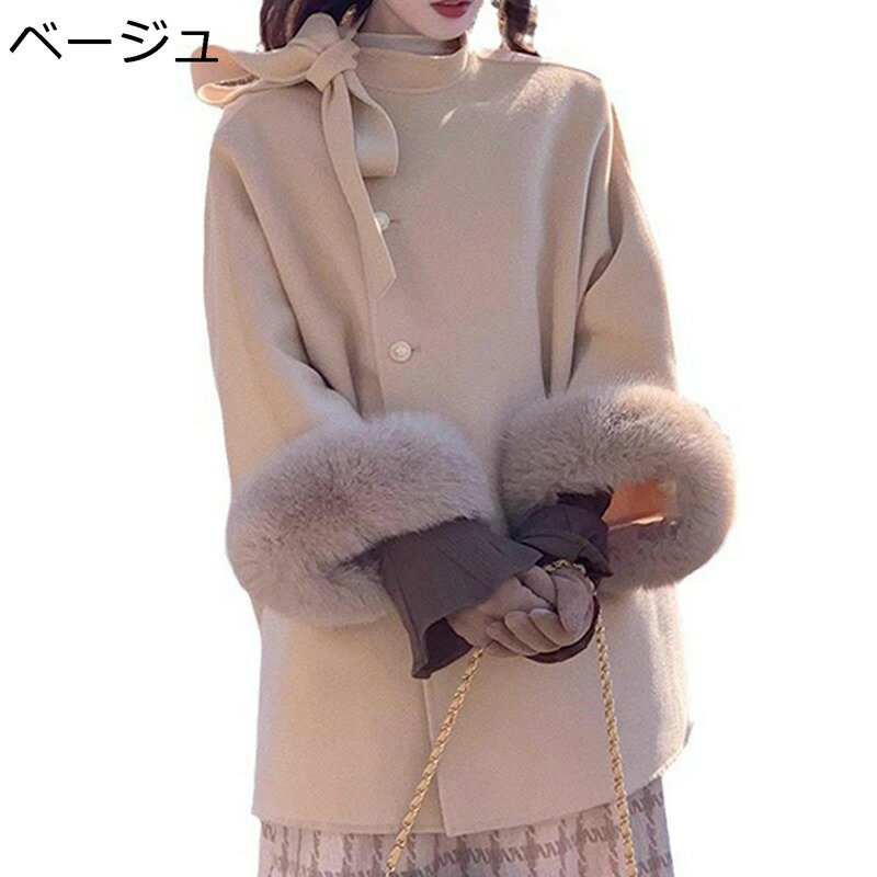 ショートジャケット レディース アウター ポンチョ ハーフコート リボン 軽量 春秋冬 エレガント 無地 レジャー シンプル ゆったり コーディネート 防寒着 学生用 普段着 長袖 お出かけ ストリート