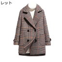 チェックコート レディース アウター 千鳥格子 ショート丈 ビジネスコート ジャケット 大きいサイズ スリムフイット ラシャコート ヴィンテージ 韓国風 ゆったり コート 通勤 ビジネス(4)