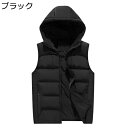 中綿ベスト メンズ 秋冬春 ベスト フード付き 防風 防寒 保温 チョッキ 袖なし アウター カッコイイ ショート 日常 アウトドア 通勤 通学 登山 大きいサイズ バイカラー 暖かベスト
