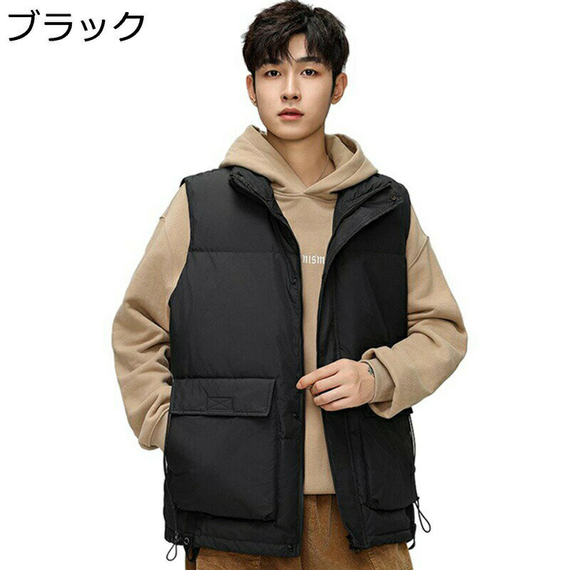 楽天parte1秋冬 ダウンベスト 厚手 フェザー 暖かベスト アウター 無地 立ち襟 防風 防寒対策 袖なし チョッキ シンプル ショート 大きいサイズ カジュアル 軽量 アウトドア 釣り ウオーキング