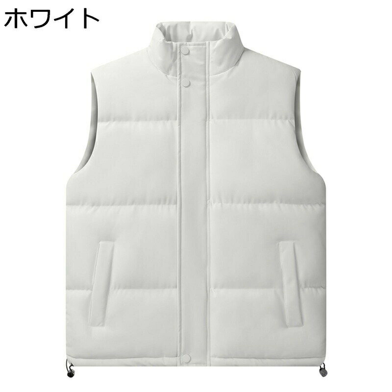 秋冬 中綿ベスト メンズ 暖かベスト 無地 シンプル ダウンコットン 立ち襟 防風 保温性 袖なし チョッキ ショート 大きいサイズ カジュアル 軽い 普段使い アウトドア ビジネス ハイキング